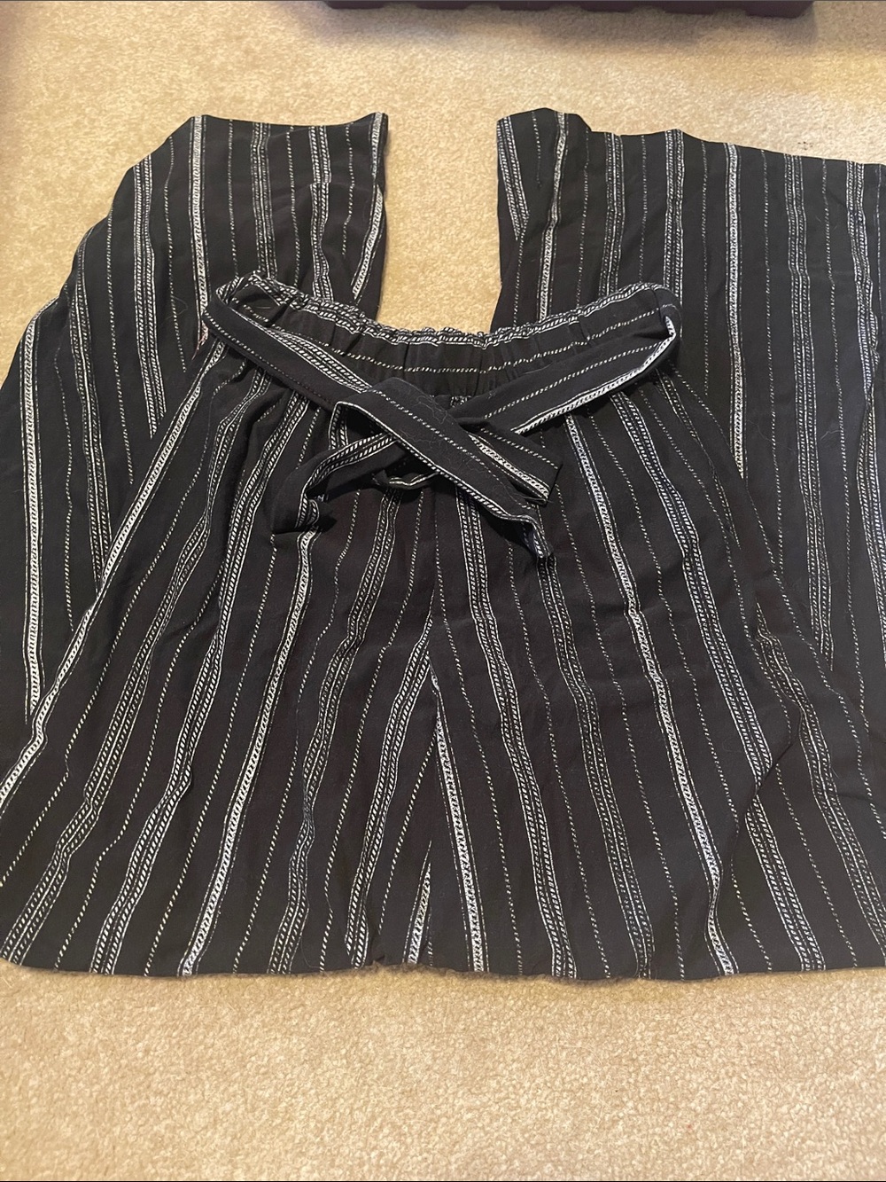 High-Waist Black Striped Wide-Leg Pants